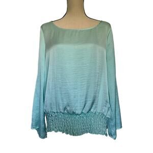 Cartise Smocked Peasant Women Top 8 Mint Romantic Minimal Fairy Roll Tab Fairy